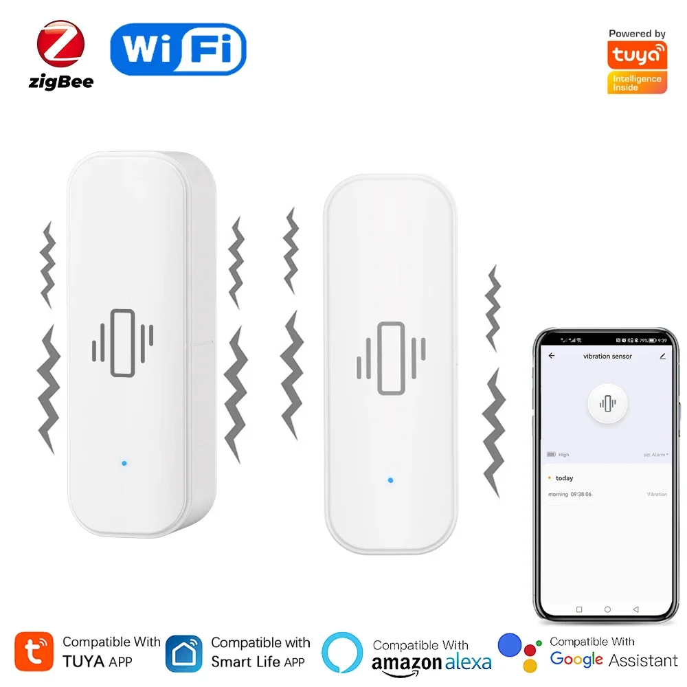 Home Security Monitoring - Tuya WiFi/Zigbee Smart Vibration Sensor Home